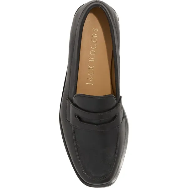 Jack Rogers Girls Hope Leather Loafer, Black