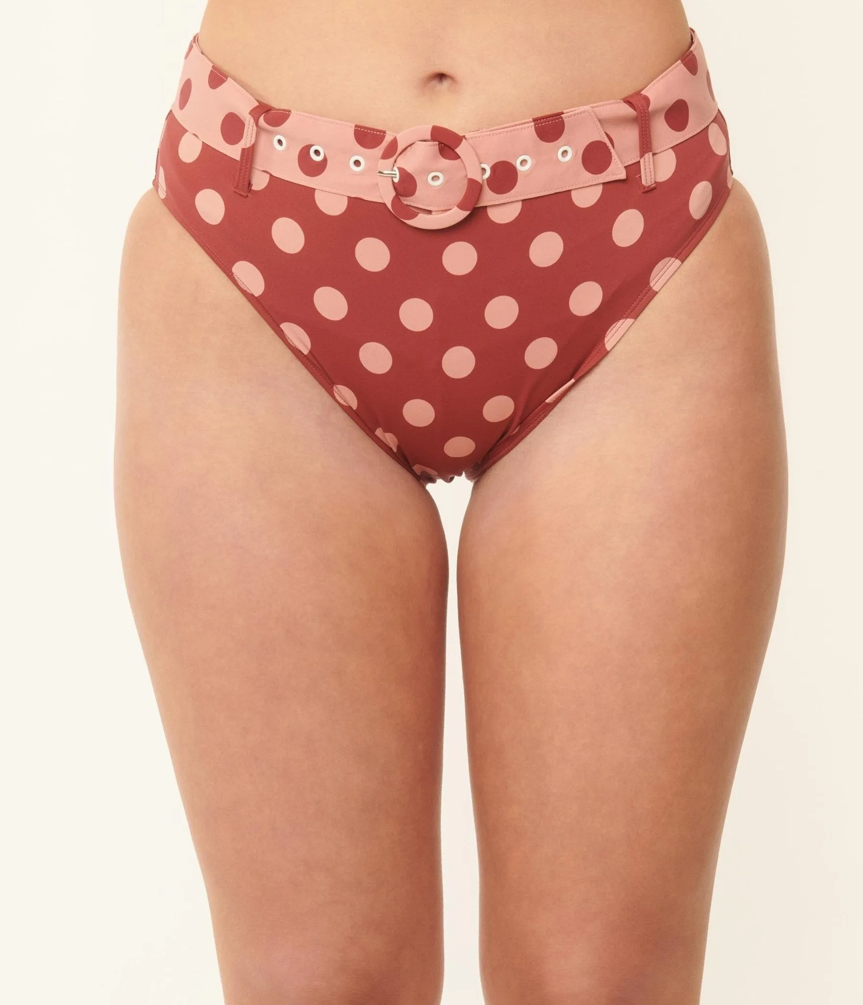 Kingdom & State Burgundy & Dusty Pink Polka Dot Swim Bottoms