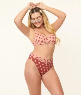 Kingdom & State Burgundy & Dusty Pink Polka Dot Swim Bottoms