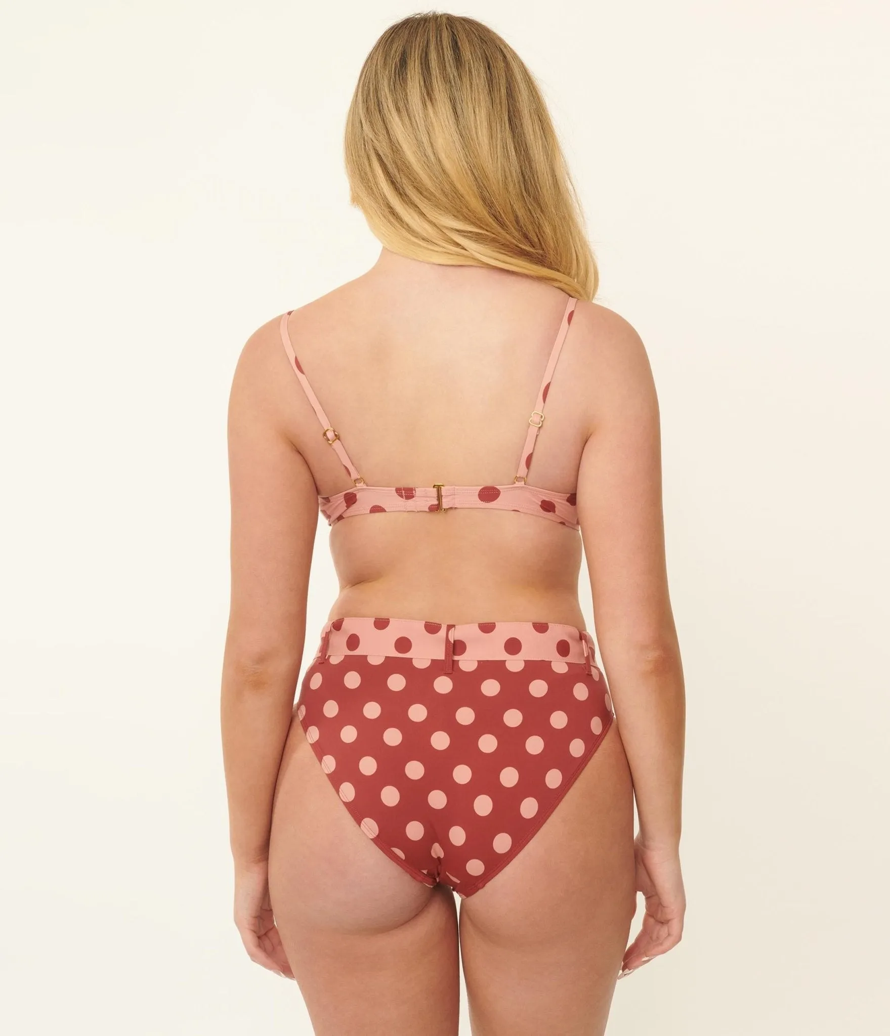 Kingdom & State Burgundy & Dusty Pink Polka Dot Swim Bottoms