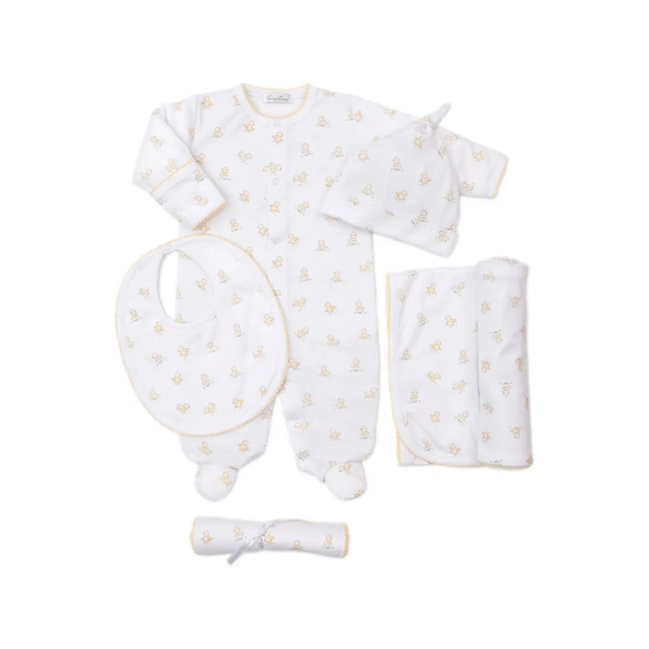 KISSY KISSY Five-Piece Hatchlings Babygrow, Hat, Bib, Blanket & Cloth Set - White