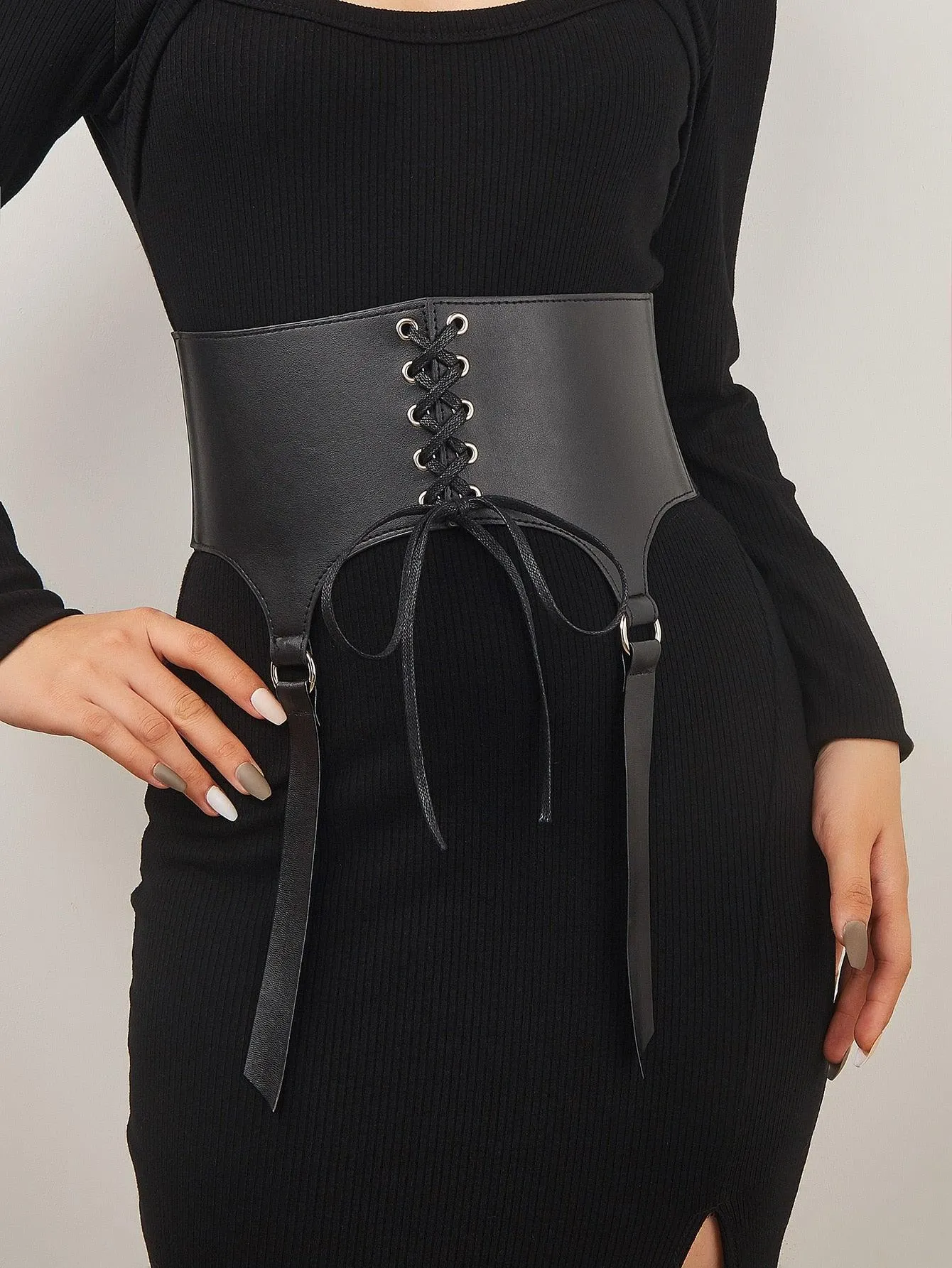 Lace up girdle underbust cincher belt