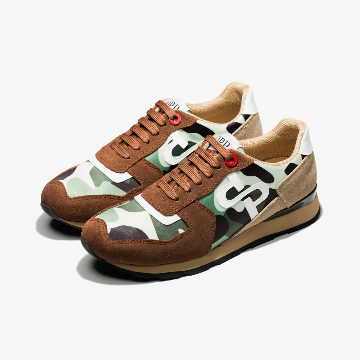 Lace-Up Paint Sneakers Brown 