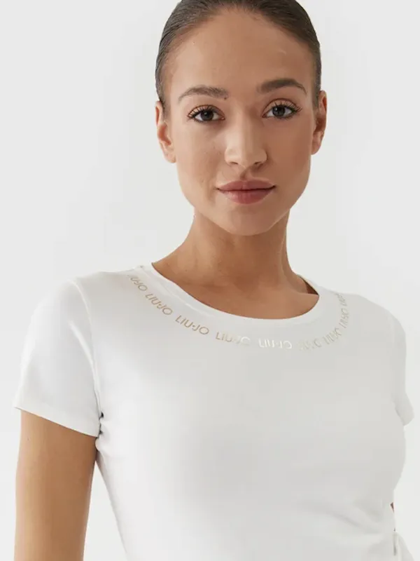 LiuJo – T-shirt in Cotone – TF3295 J0088 – Ivory con Stampa SOLO TG L