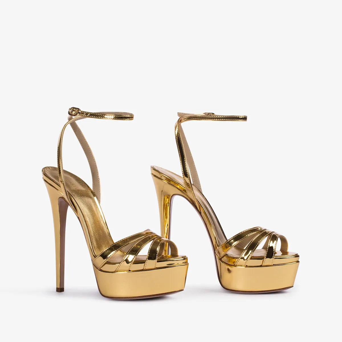 LOLA SANDAL 140 mm Nugget gold metallic platform sandal