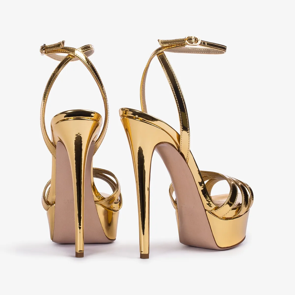 LOLA SANDAL 140 mm Nugget gold metallic platform sandal