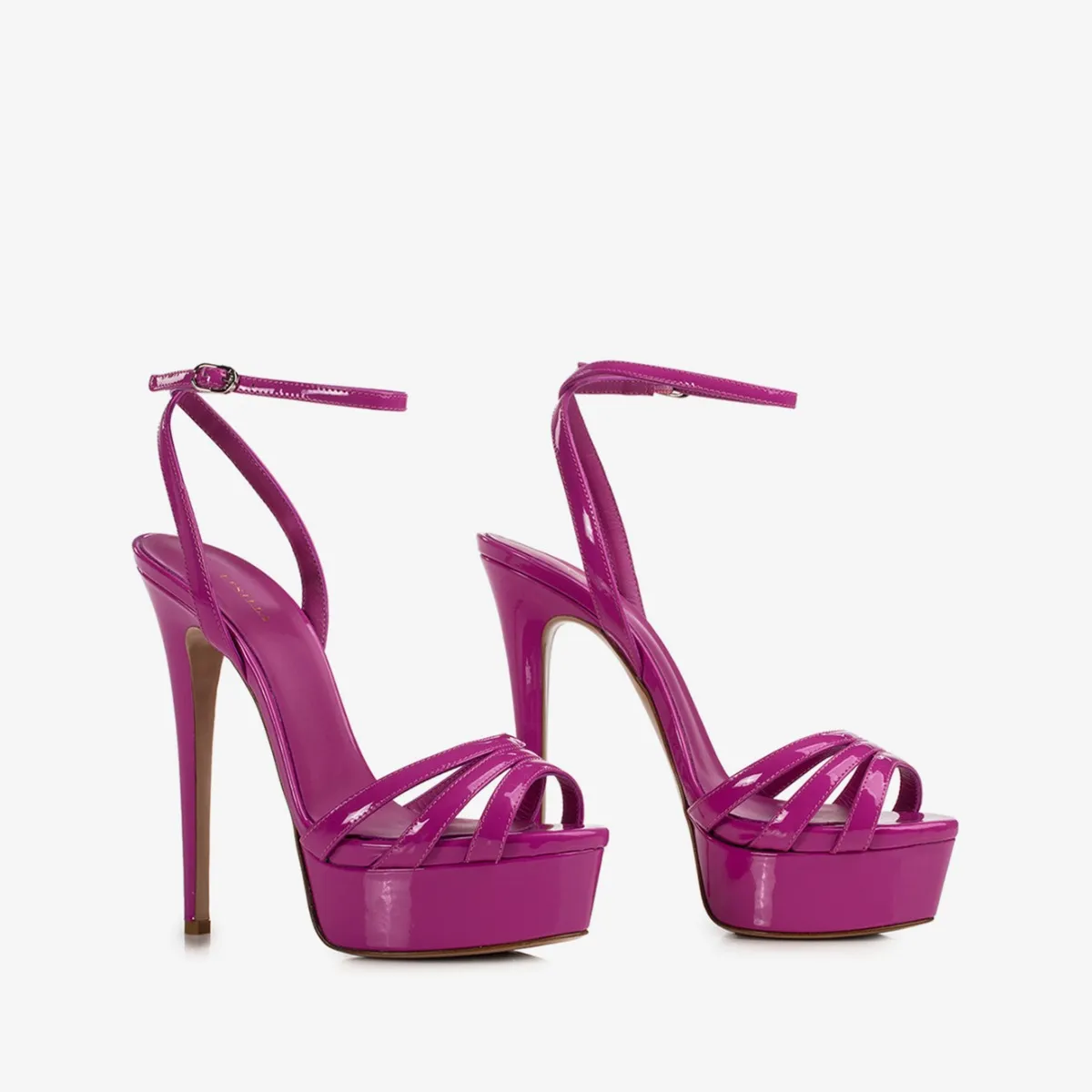 LOLA SANDAL 140 mm Orchid purple patent leather platform sandal