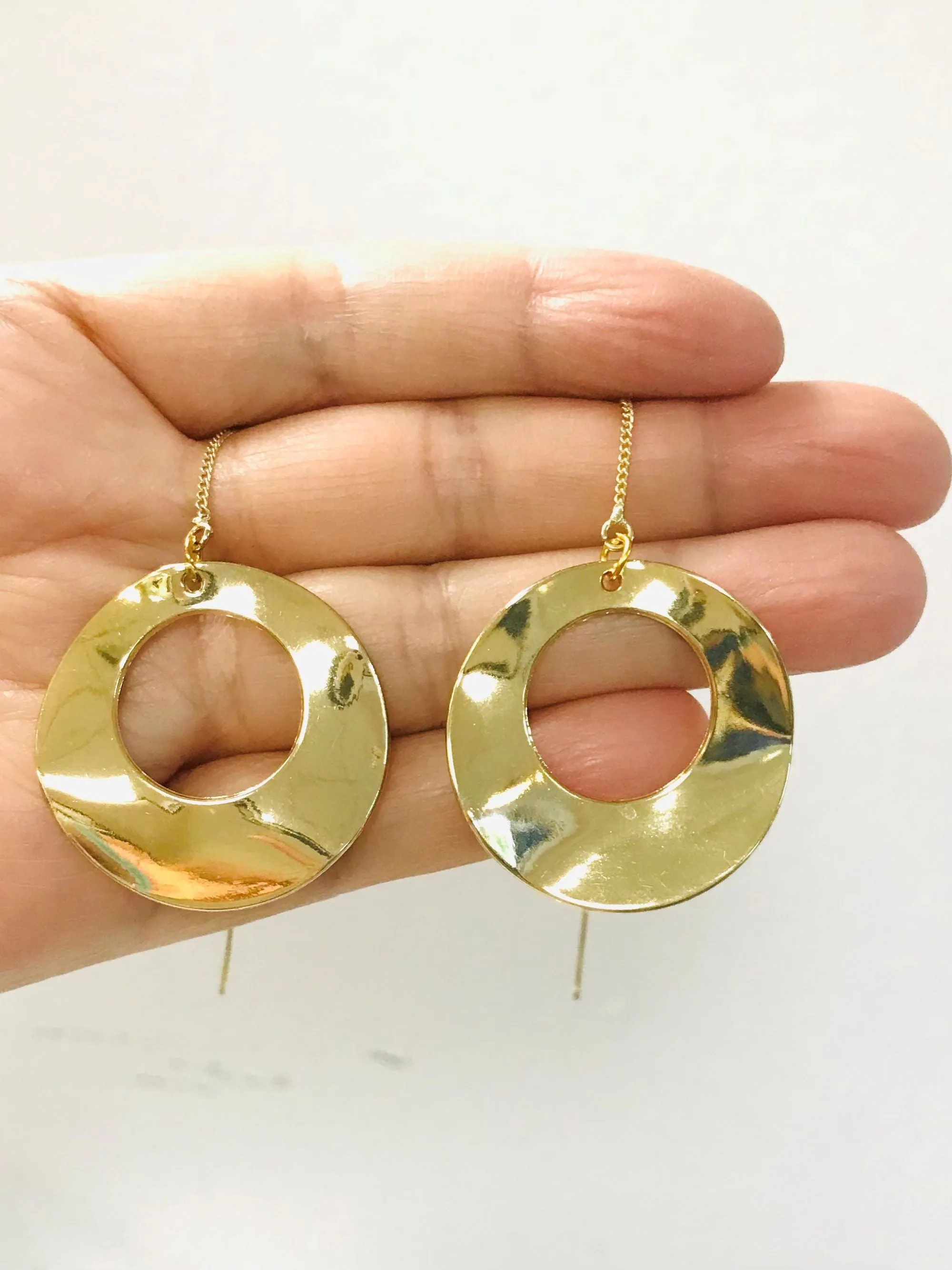 Long Dangle Round Circle Earrings