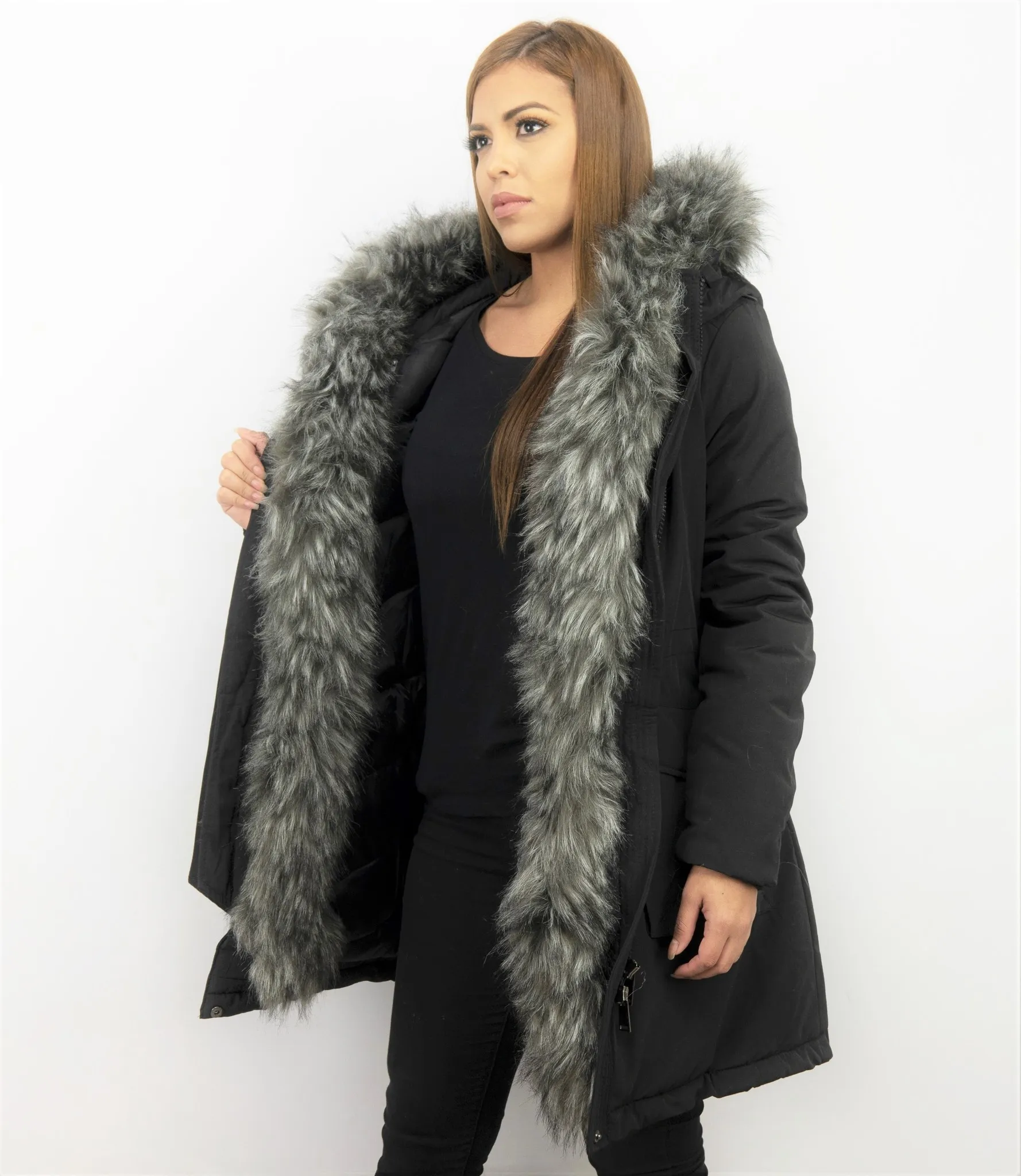 Long Parka Ladies Winter Coat Black |