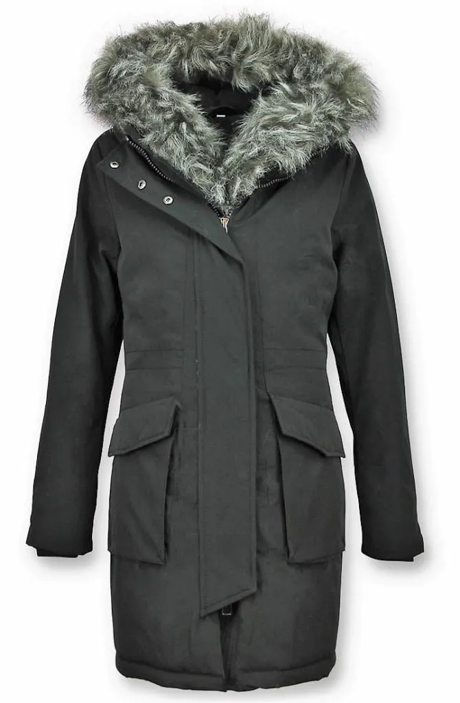 Long Parka Ladies Winter Coat Black |