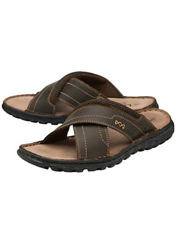 Lotus Mens Mikey Brown Leather Sandals | Grattan