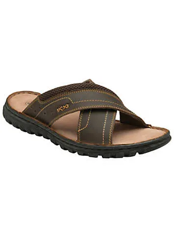 Lotus Mens Mikey Brown Leather Sandals | Grattan