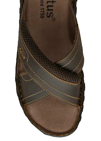 Lotus Mens Mikey Brown Leather Sandals | Grattan