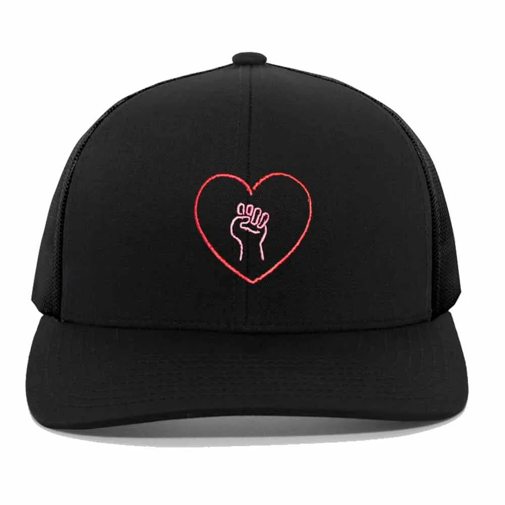 Love As Activism Trucker Mesh Snapback Hat supporting Indivisible