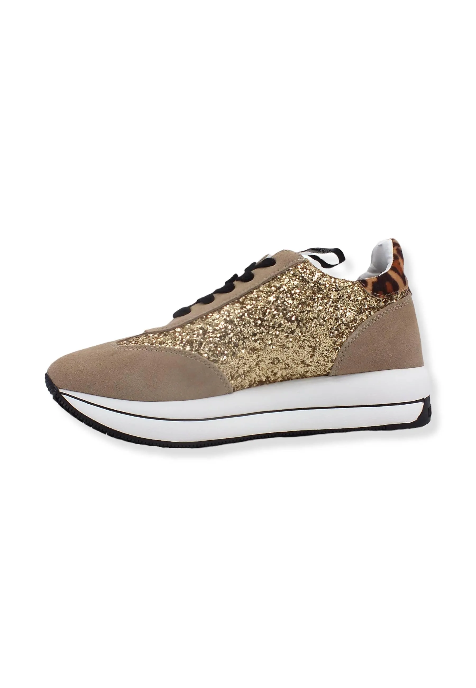 LOVE MOSCHINO Sneaker Donna Glitter Love Oro Platino Beige JA15384G1FJJ390A