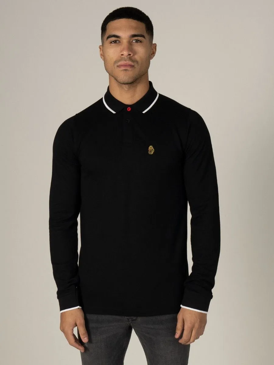 Luke 1977 Meadtastic Sport Long Sleeve Pique Polo Shirt Jet Black