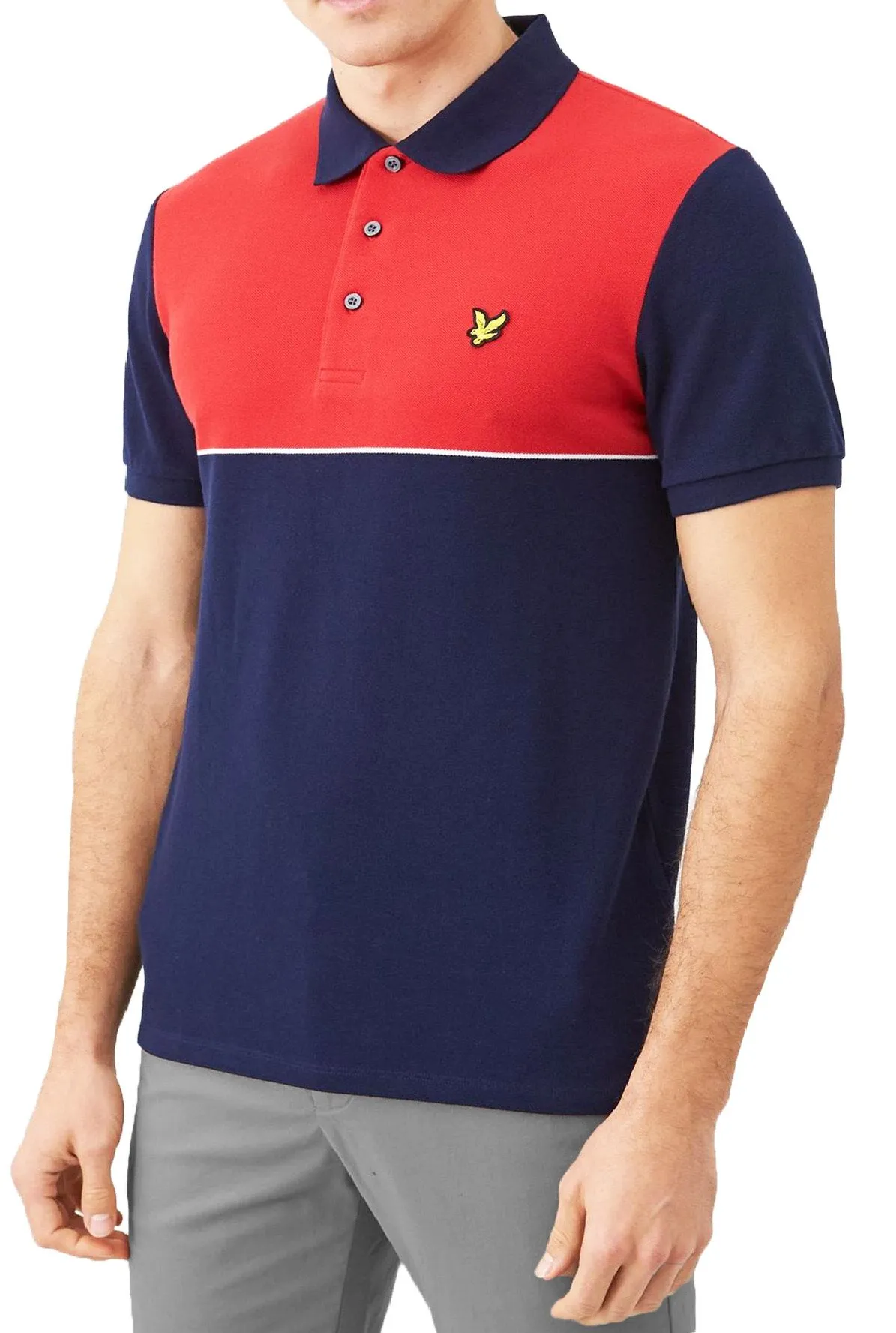 Lyle & Scott Yoke Stripe Polo Sleeve Polo Shirt Gala Red/Navy