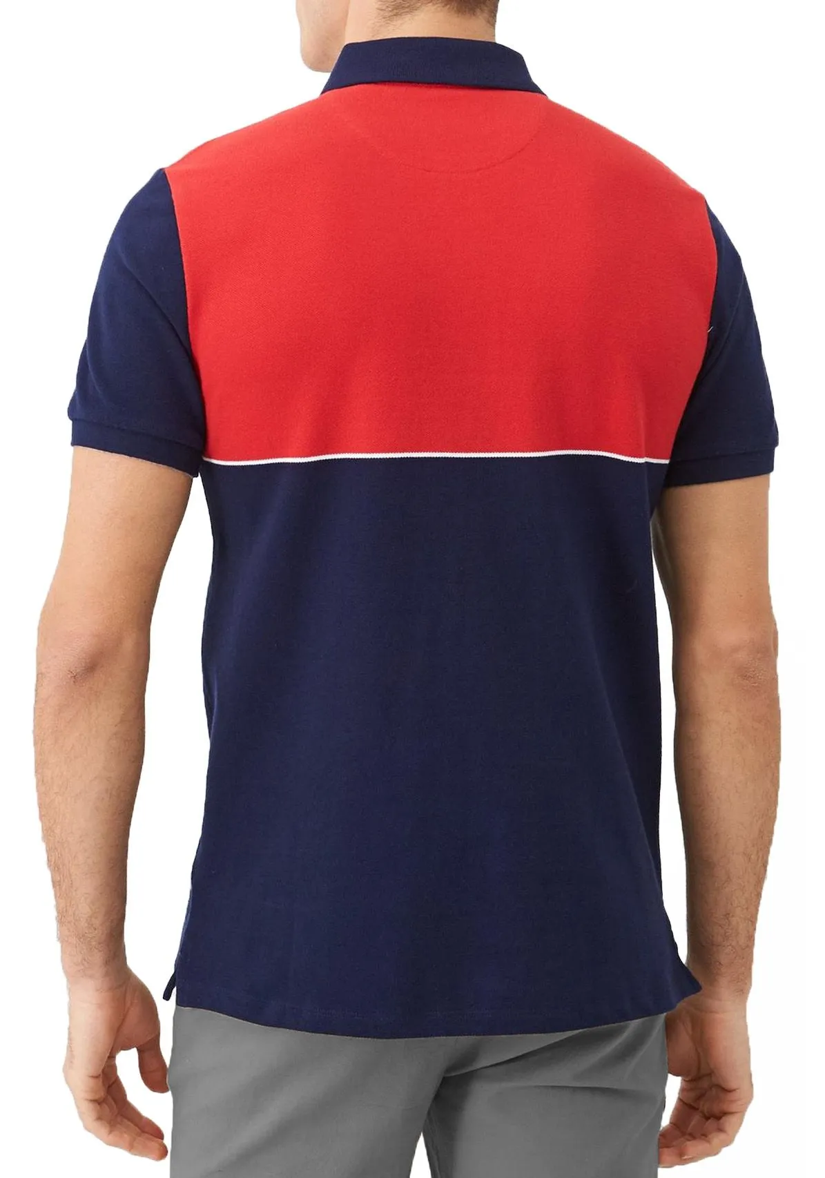 Lyle & Scott Yoke Stripe Polo Sleeve Polo Shirt Gala Red/Navy