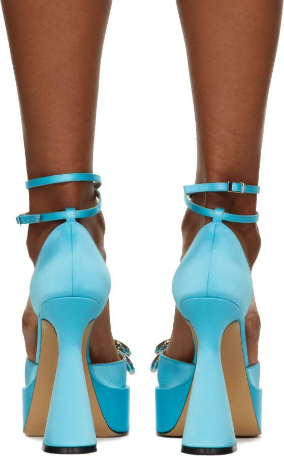 MACH & MACH Blue Double Bow Platform 140 Heels