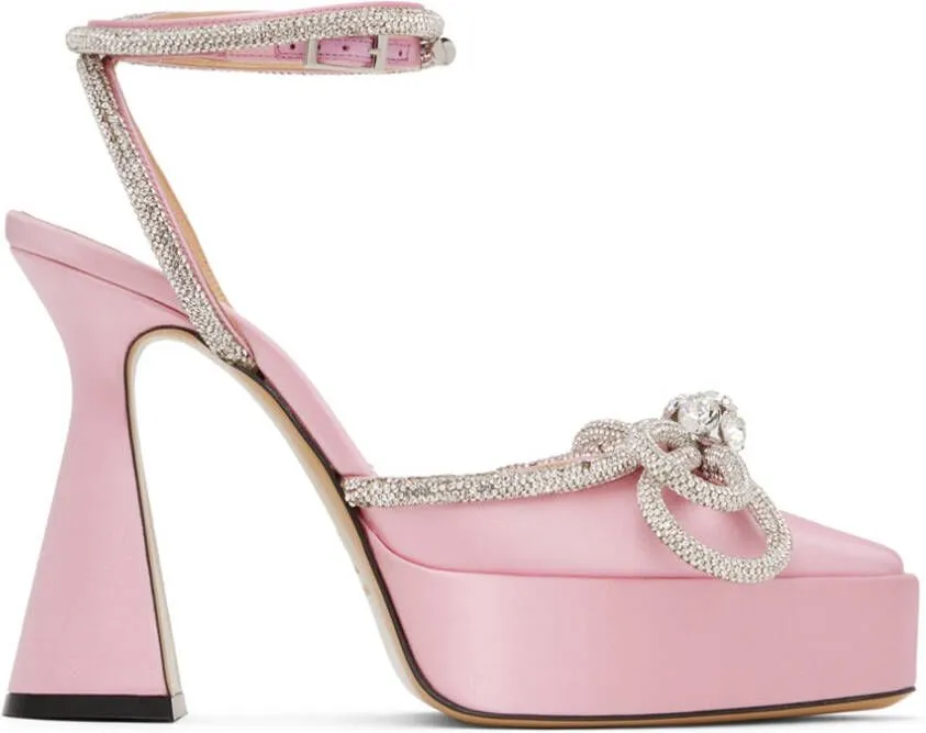 MACH & MACH Pink Double Bow 140 Platform Heels