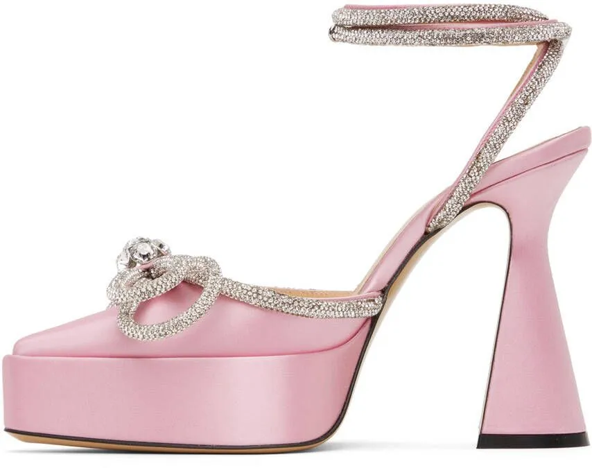 MACH & MACH Pink Double Bow 140 Platform Heels