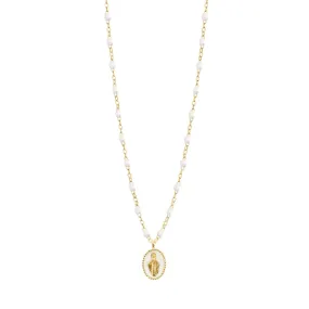 Madone resin charm Classic Gigi White necklace, Yellow Gold, 16.5