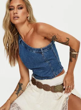 Malita One Shoulder Top Denim