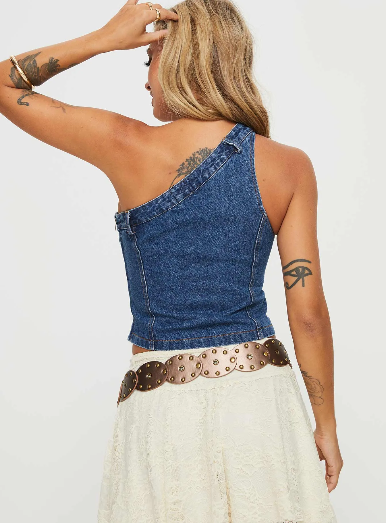 Malita One Shoulder Top Denim