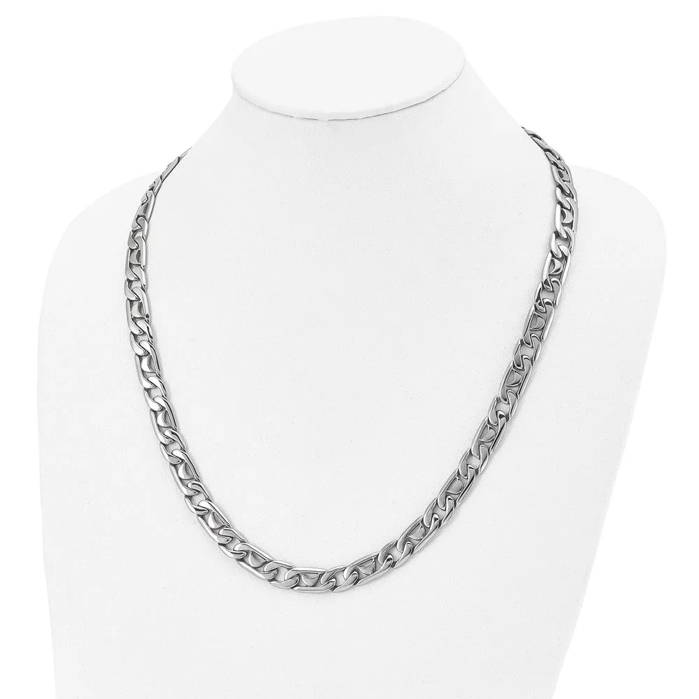 Men's 9mm Stainless Steel Fancy Anchor Chain Necklace, 24 Inch