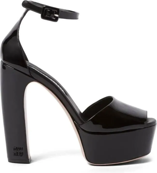 Miu 135mm patent-leather platform sandals Black