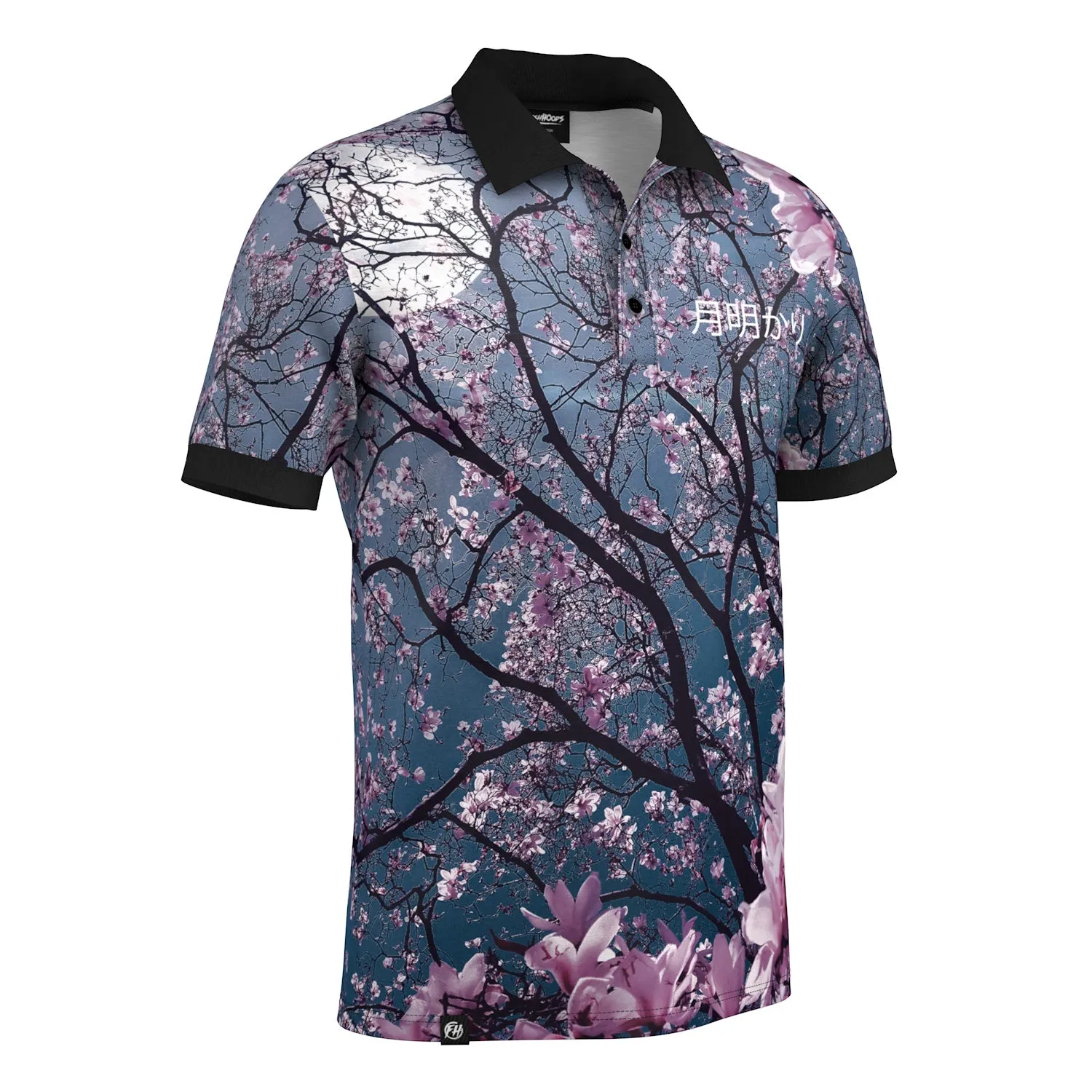 Moonlight Blossom Polo Shirt