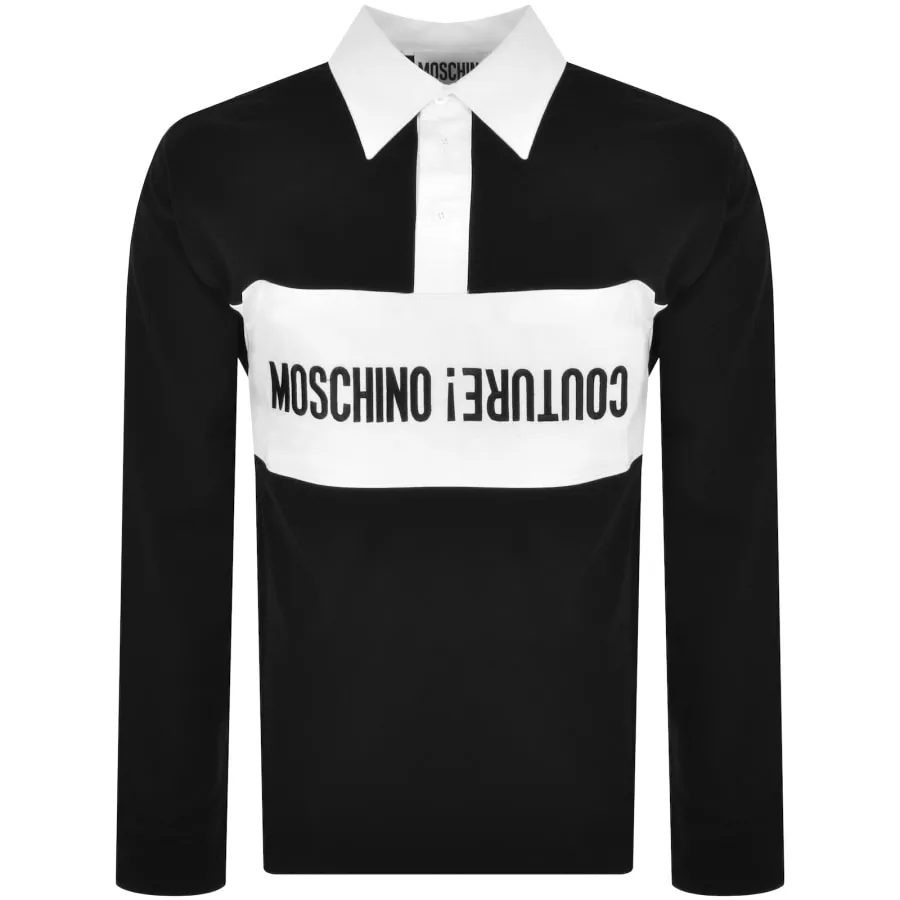 Moschino Long Sleeve Polo T Shirt Black