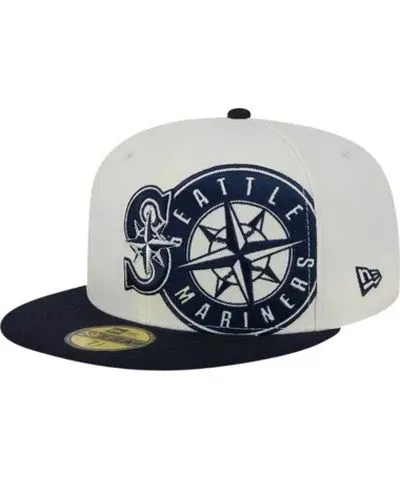 New Era Men's MLB Cream/Navy Seattle Mariners Lonestar 59FIFTY Fitted Hat