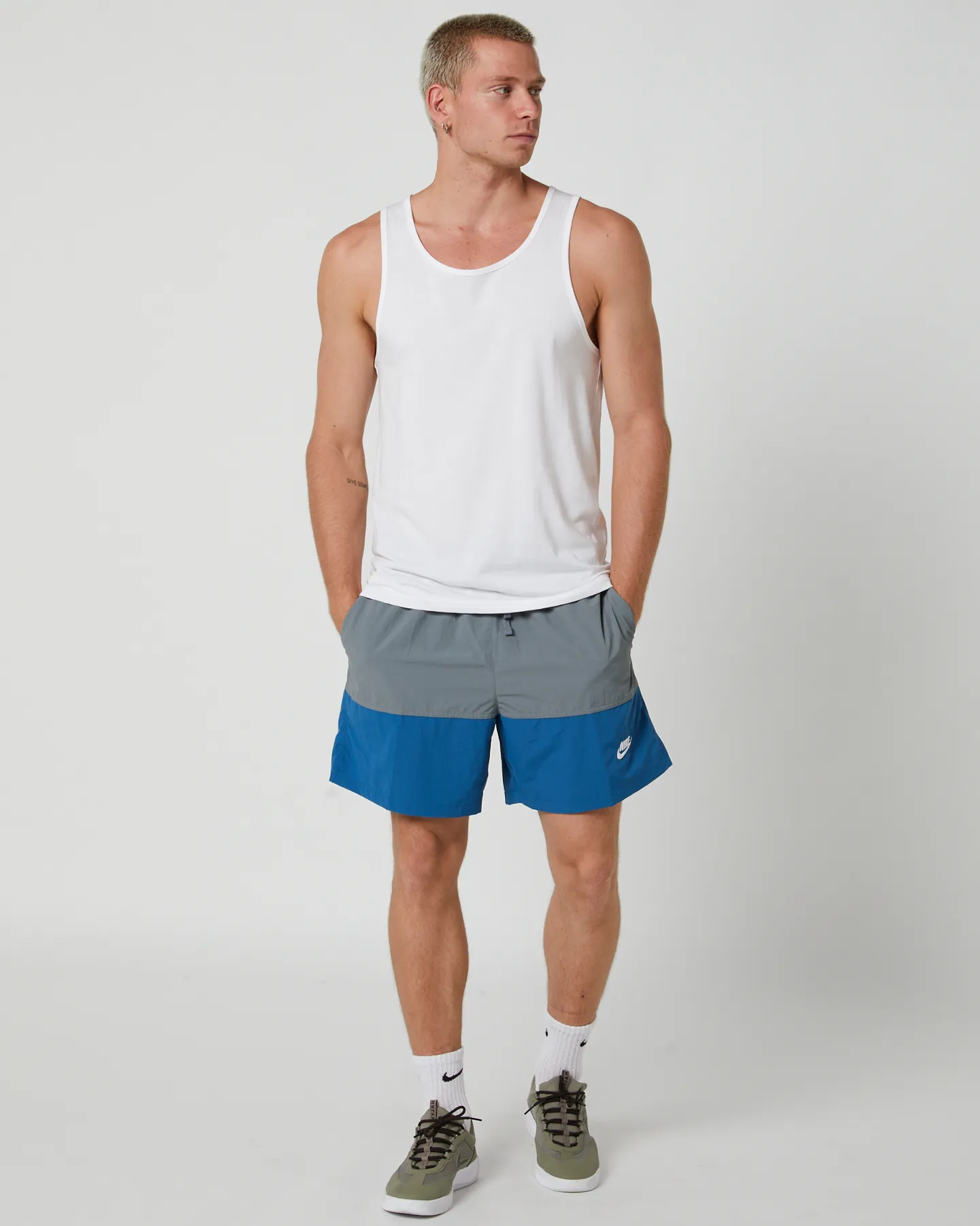 Nike Mens Nike Club Woven Colour-Blocked Short - Smoke Grey | SurfStitch