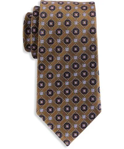 Oak Hill Big & Tall Oak Hill Premium Geometric Pattern Silk Tie