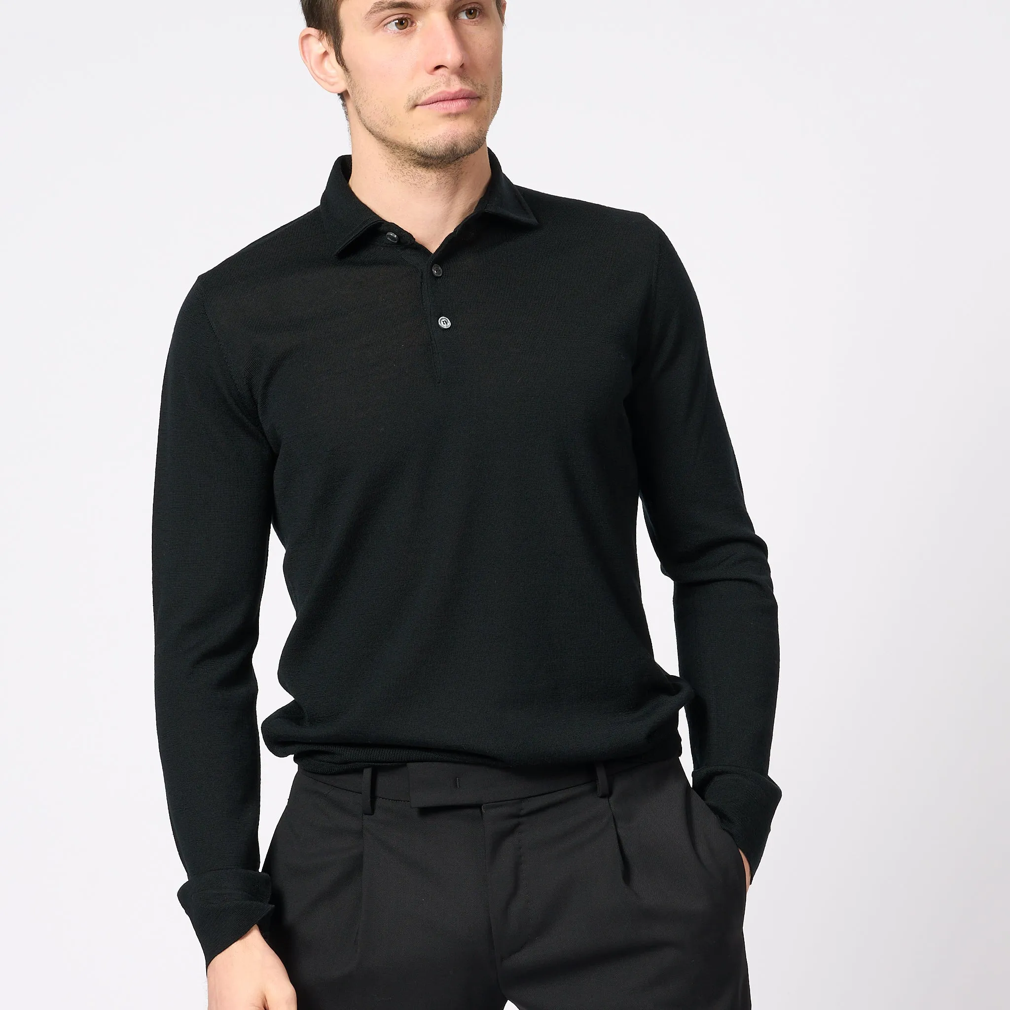 Ottaviani Polo in Lana Nero Uomo