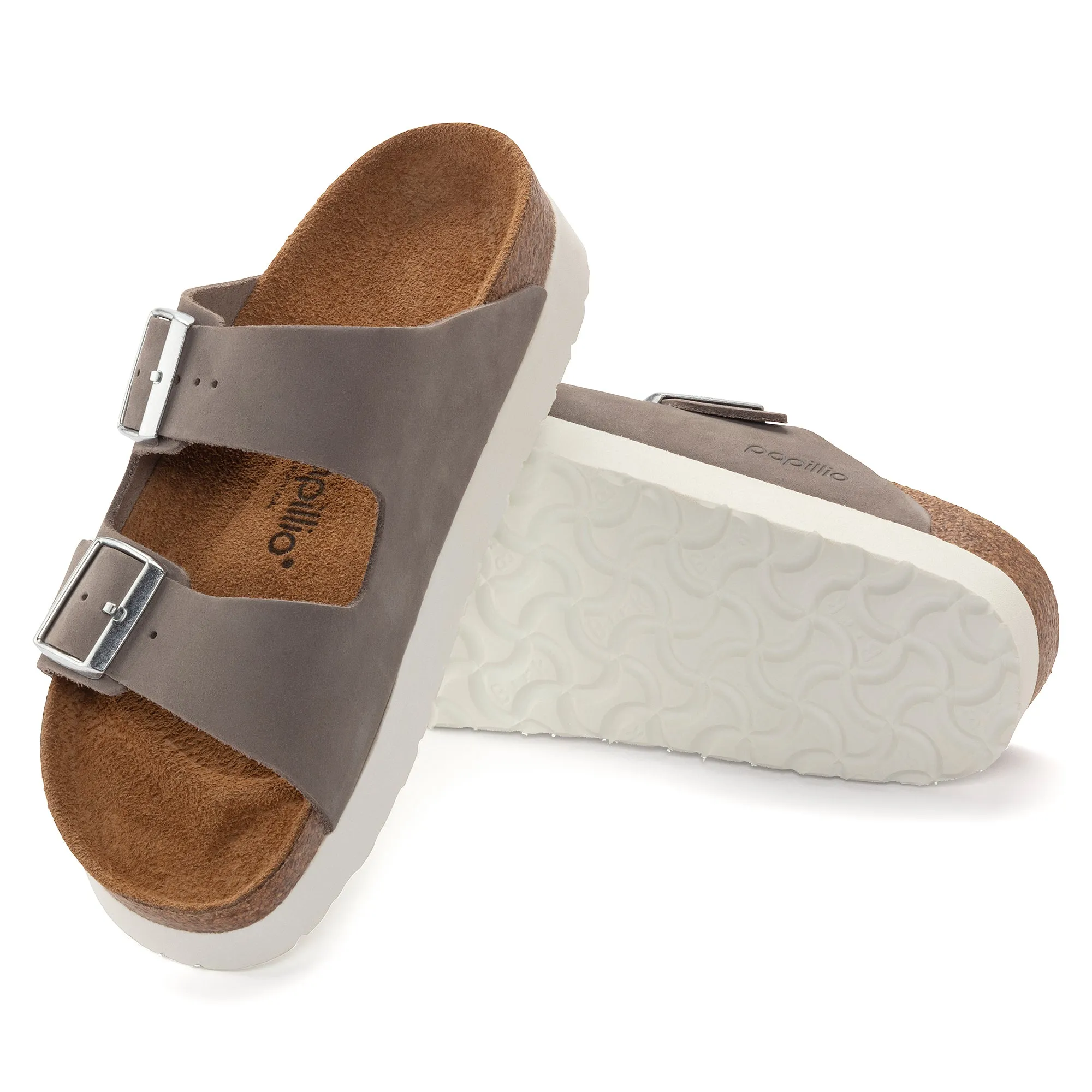 Papillio Arizona Platform dove gray nubuck by Birkenstock