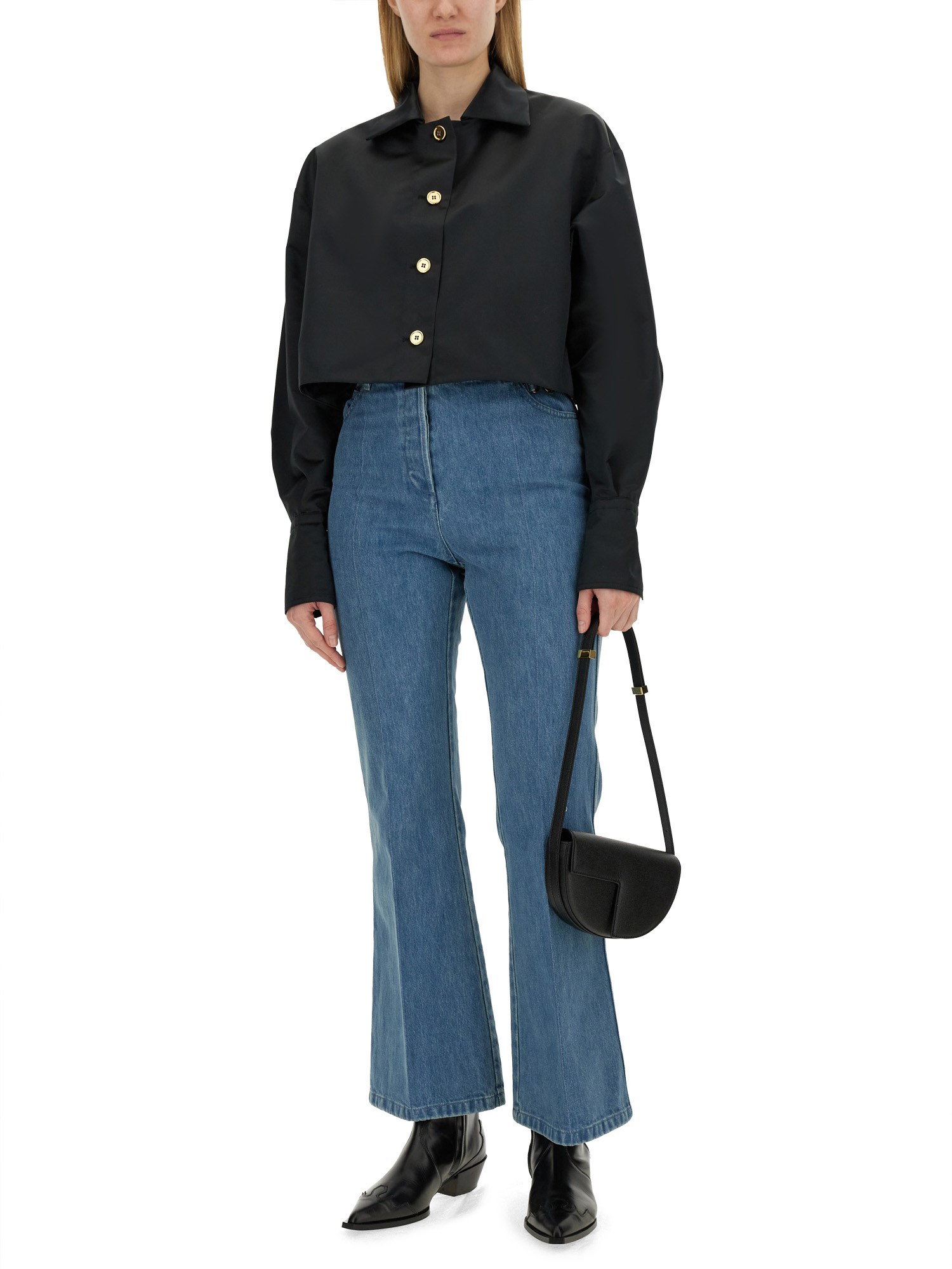 PATOU    FLARE FIT COTTON DENIM JEANS