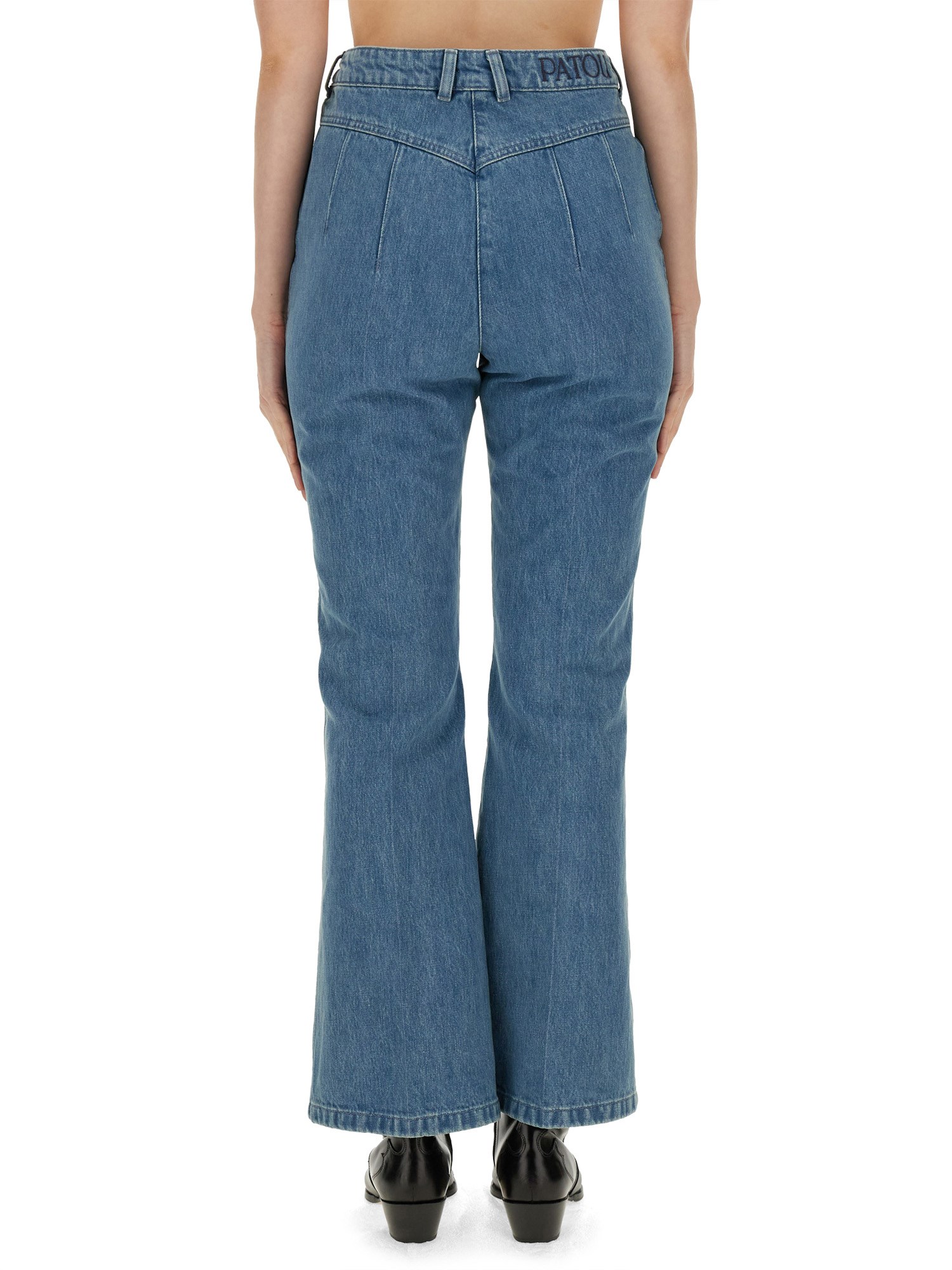 PATOU    FLARE FIT COTTON DENIM JEANS