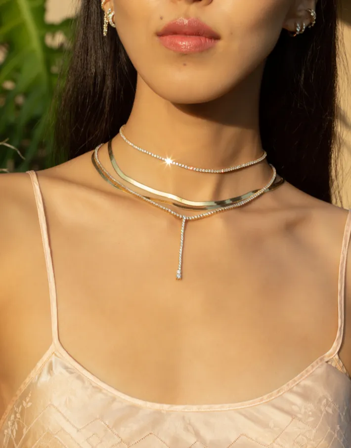 Perfect Collar Tennis Necklace - White Diamond / 14k Yellow Gold