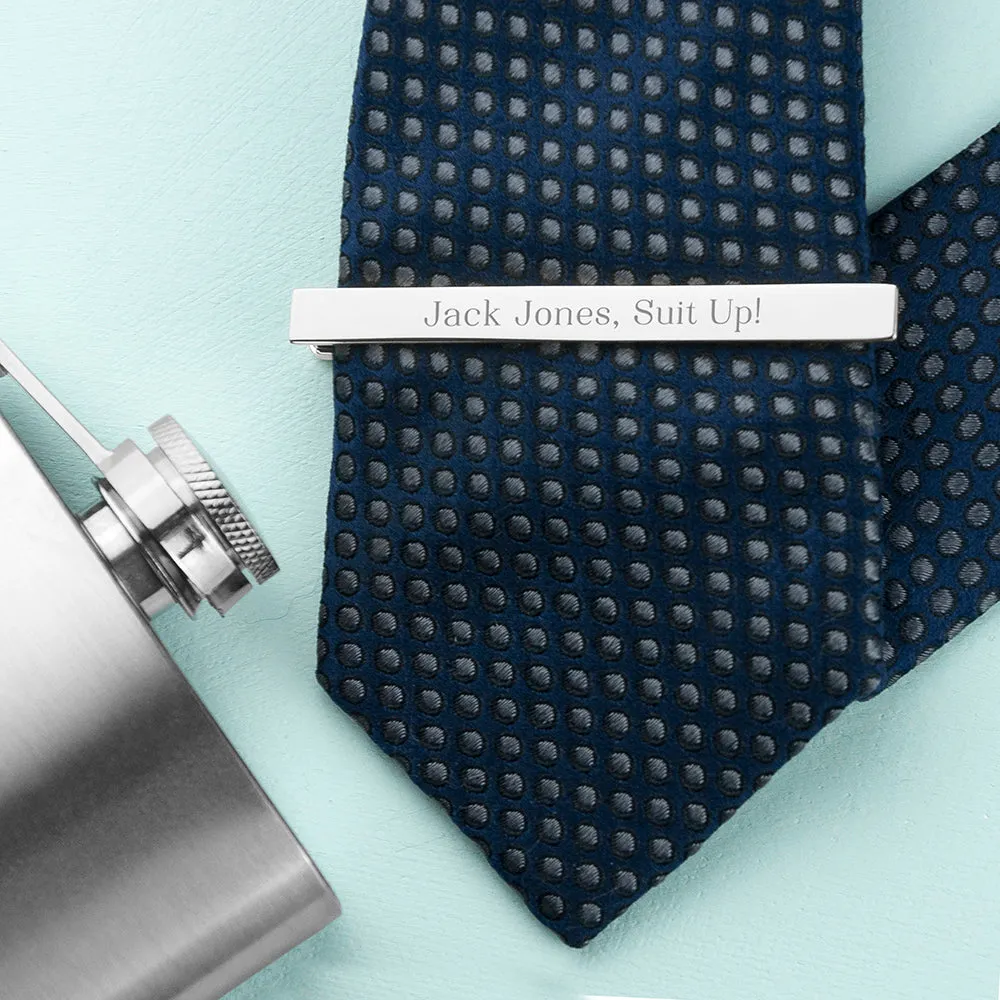 Personalised Rhodium Plated Tie Clip