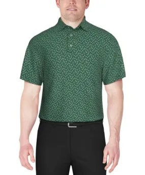 Pga Tour Men's Short Sleeve Floral Print Performance Polo Shirt