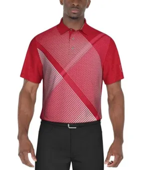 Pga Tour Men's Short Sleeve Heathered Argyle Performance Polo Shirt