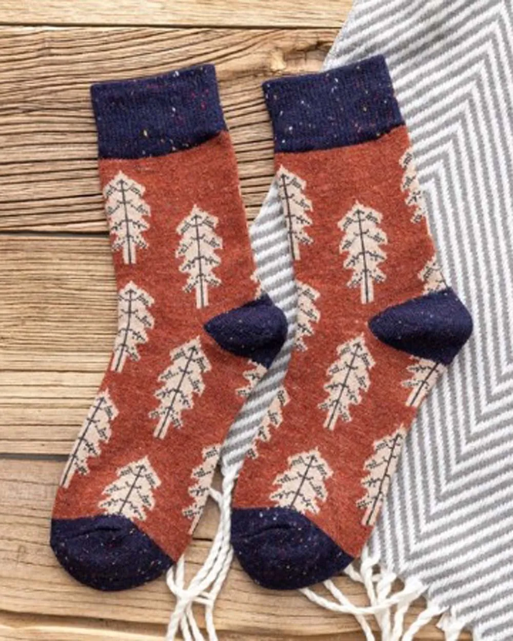 Pine Tree Socks in Rust