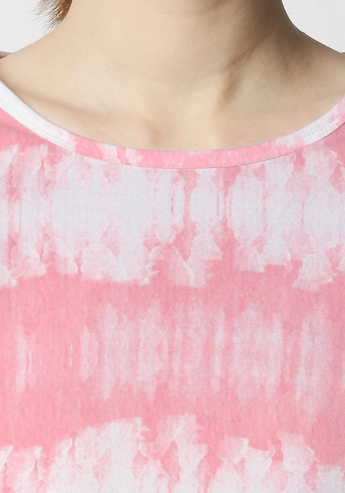 Pink Stripe Tie Dye Crop Top