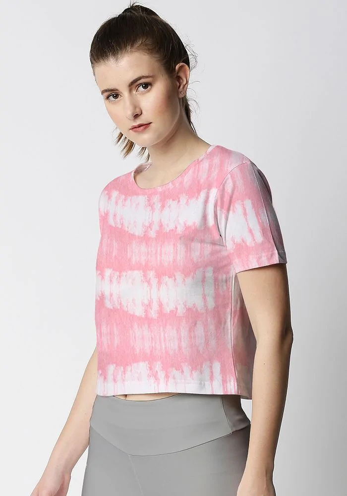 Pink Stripe Tie Dye Crop Top