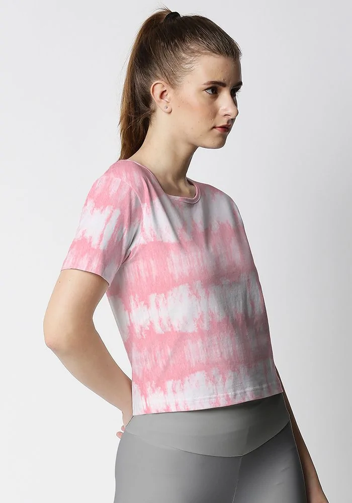 Pink Stripe Tie Dye Crop Top