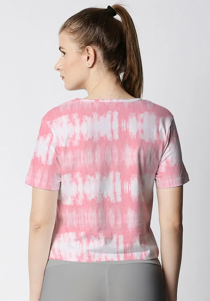 Pink Stripe Tie Dye Crop Top