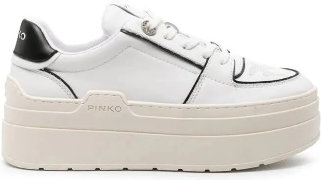 PINKO Greta two-tone platform sneakers White