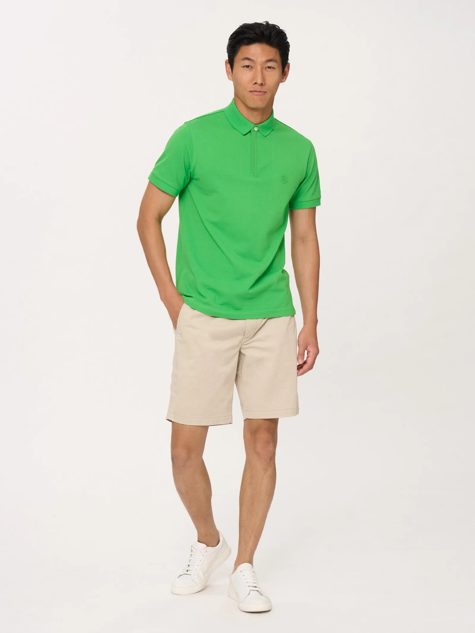 Polo in Eco Cotton Piquet Stretch - Dark Forest